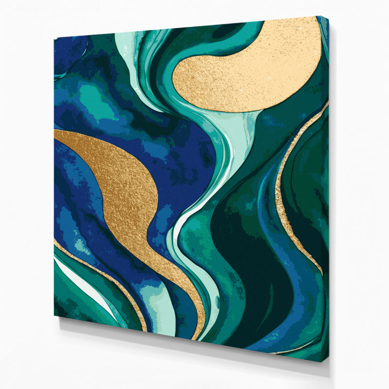 Aquarelle abstraite, art mural bleu sur toile 75, H 8 po x l 8 po