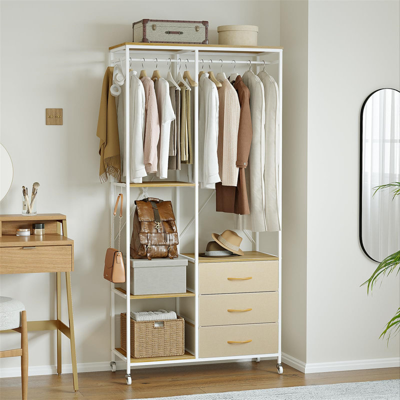 84cm Rolling Clothing Rack, Beige