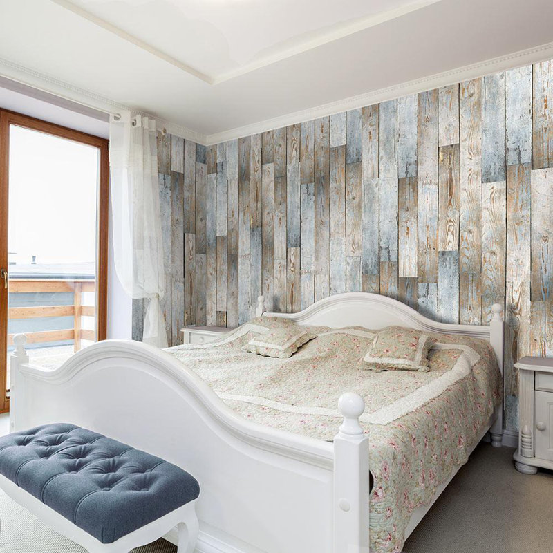 Rouleau de papier peint L 32,8 pi x l 19 po Mckynzee Old Floor, Bleu / brun