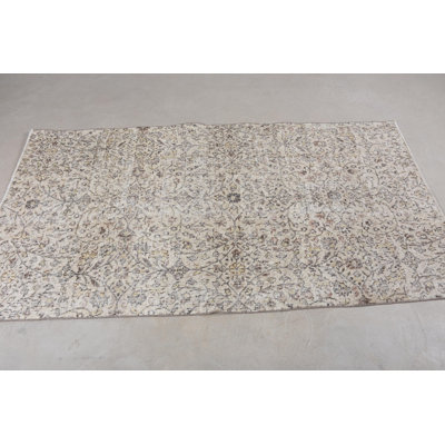 Tapis beige en patchwork de laine rétro 45,3 x 83,5 po