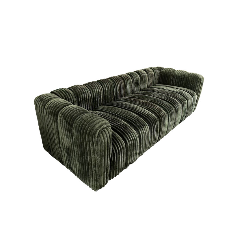 Canapé compact à deux places avec repose-pieds - Structure en bois, rembourrage en éponge et tissu en velours côtelé
