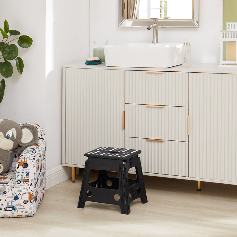 32 cm Folding Step Stool, Non-Slip Surface Portabl Foldable Stool With Carry Handle, Heavy Duty To Support For Living Room, Kitchen, Bathroom