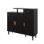 Shoe Cabinet With Arched Doors And Drawer, Storage Sideboard With Adjustable Shelves And Solid Wood Legs For Entryway-1305142693