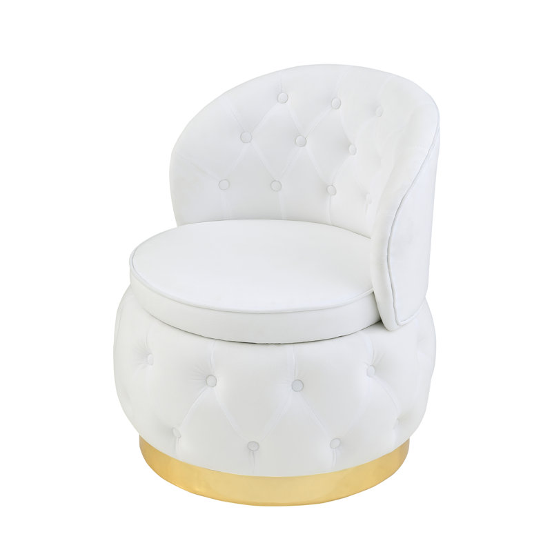 Fauteuil pivotant à 360 degrés - Velours blanc avec rangement pour la maison et l'hôtel