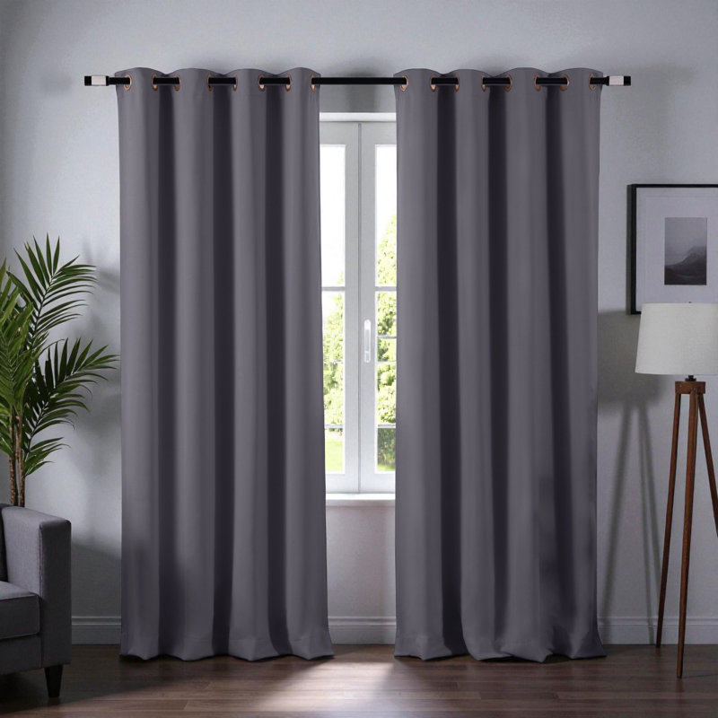 Tringle à rideaux simple réglable 1 po Audrinna, Noir, H 1,5 po x l 84 po x P 1,5 po