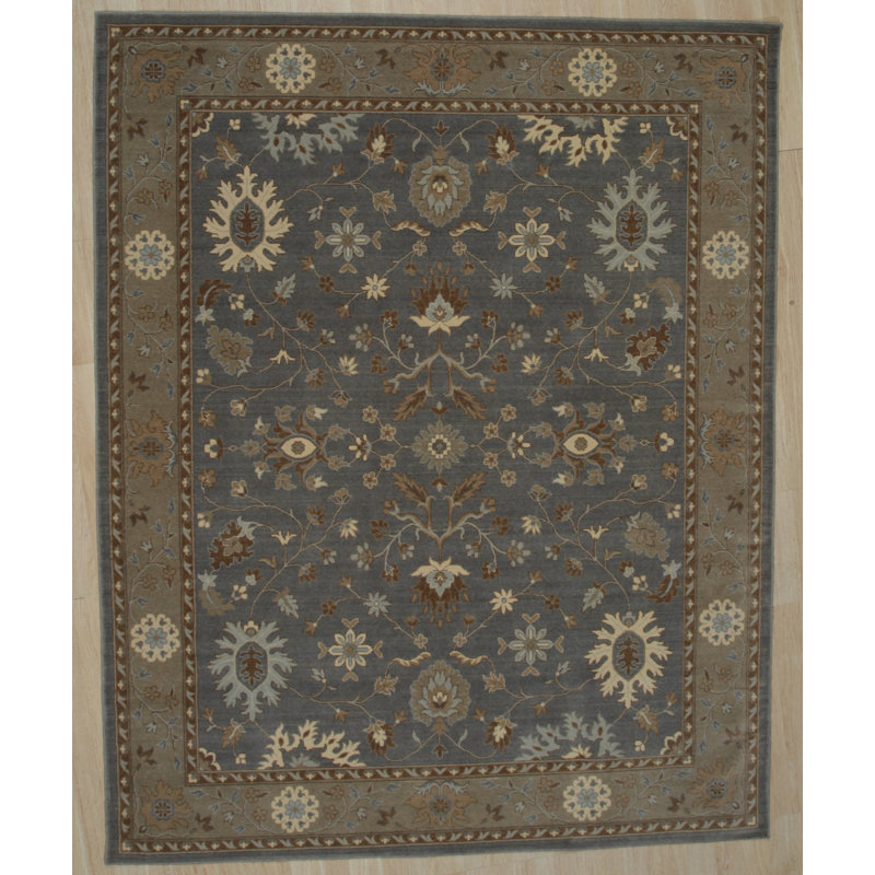 Machine-Made Wool Dk.Grey Traditional Oriental Oushak Rug