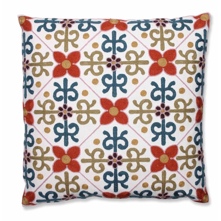 Embroidered Reversible Throw Pillow