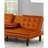 Contemporary Orange Futon - Style With Biscuit Tufting, A & C Chargers, Drop Down Table And Bed Making Ease, 71.5"W X 35.5"D 32"H Built In Ports, Convertible Design,