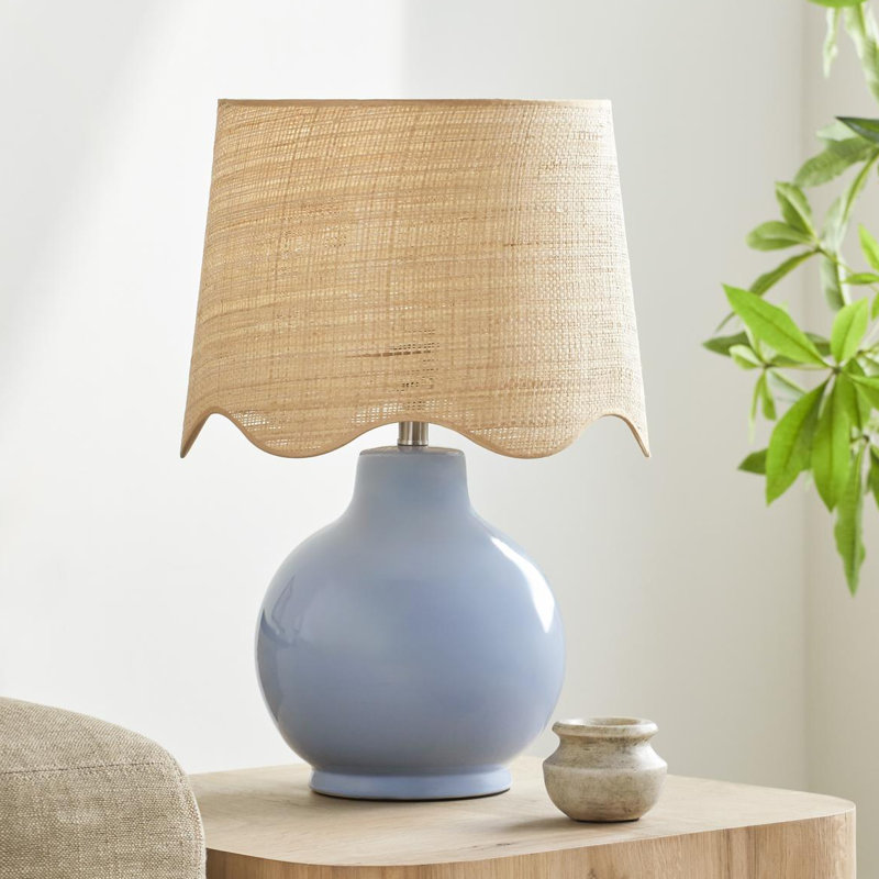 Lampe de table Maura, Tanné, Bleu, H 22 po x l 15 po x P 15 po