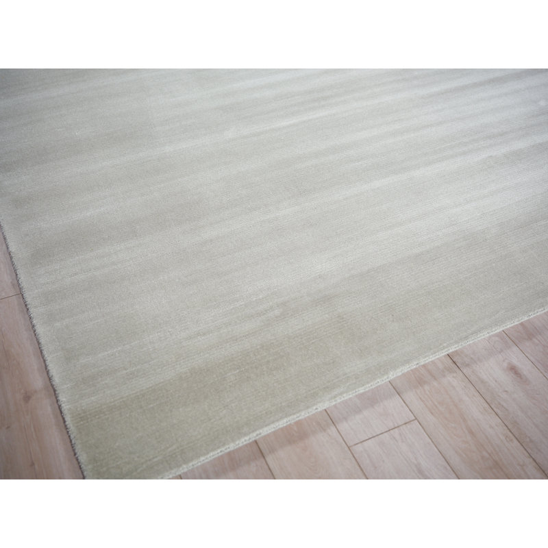 Pavia Modern Handmade Silky Nylon, Light Silver Area Rug, Rectangle 9' x 12'