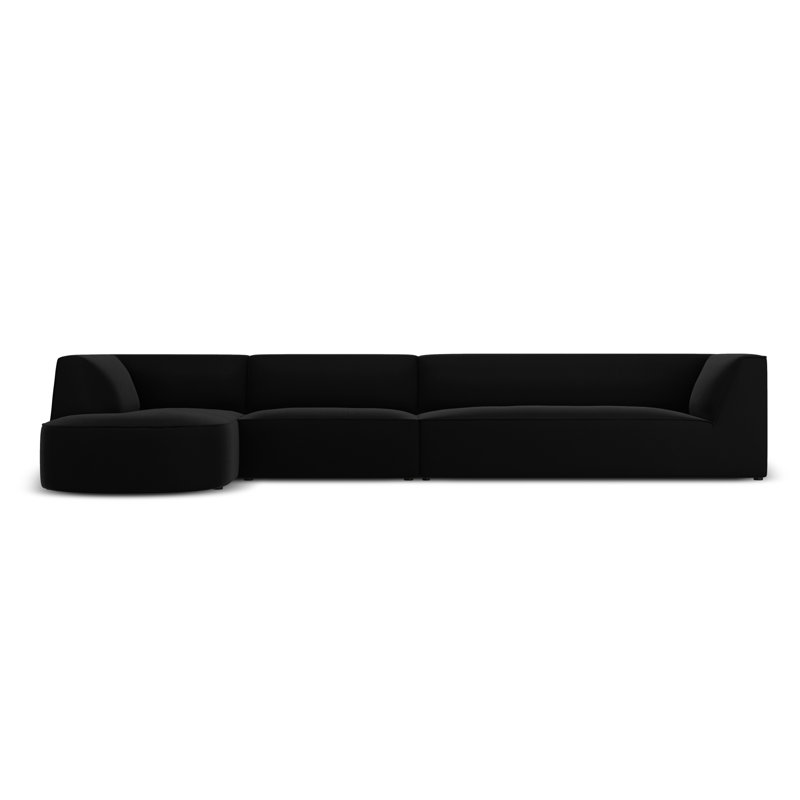 Adoraim 6 Seater Velvet Sofa & Chaise, Left Hand Facing, Black