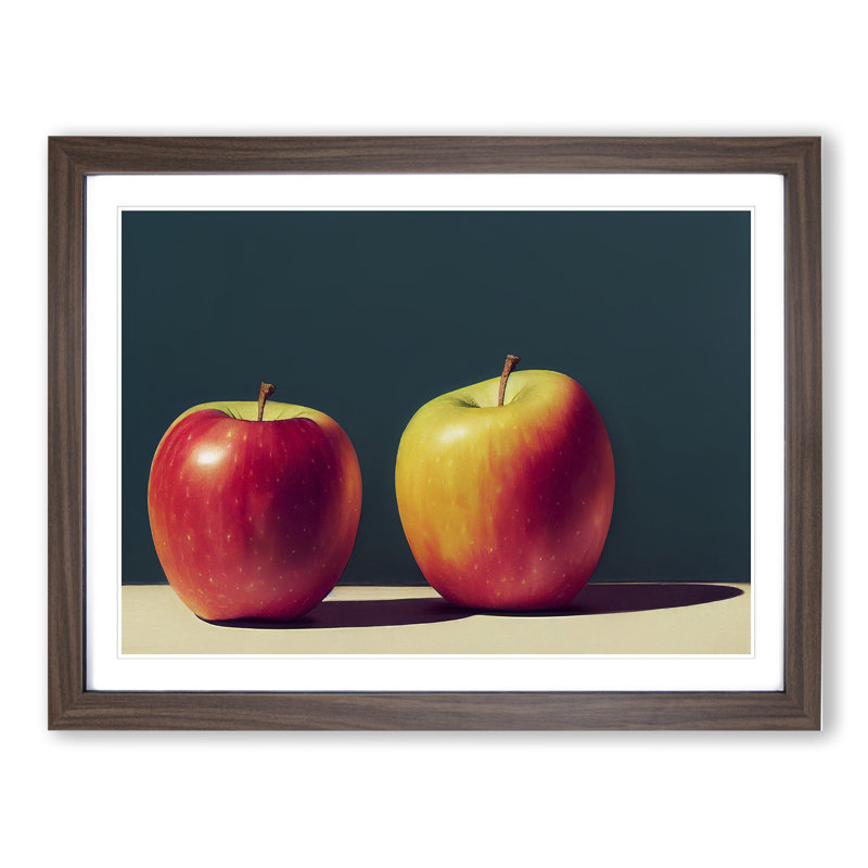 Two Apples Fruit Vol.3 - Framed Print, 25cm H x 34cm W x 2cm D, Walnut Framed