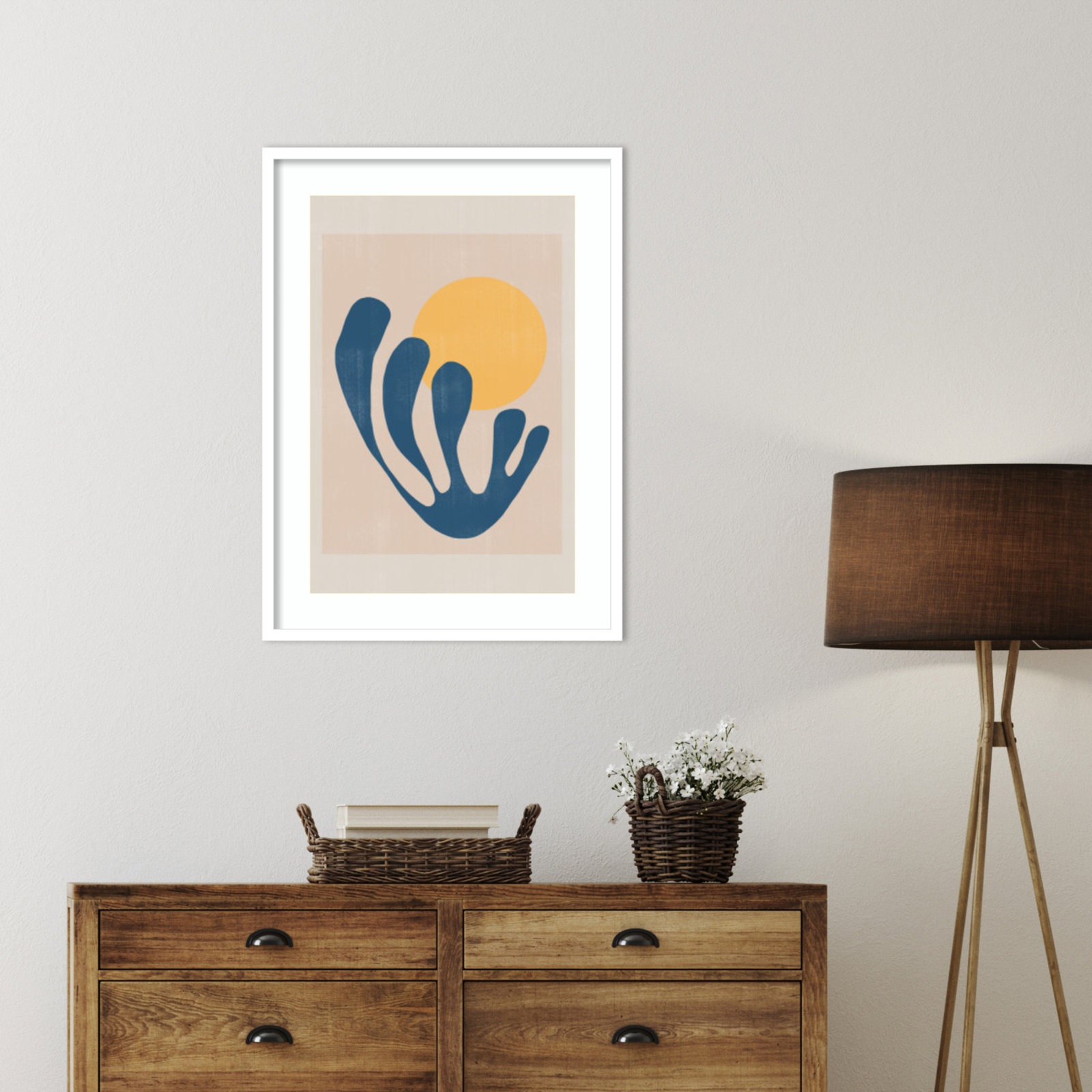 Giese "Modern Plant No. 1" Print, White, 33" H x 24" W