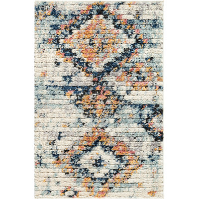 Tapis ivoire / bleu marine Clerge Southwestern