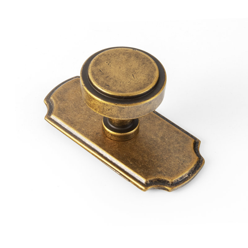 1.2" Diameter Circle Knob With Backplate-G031, Antique Brass