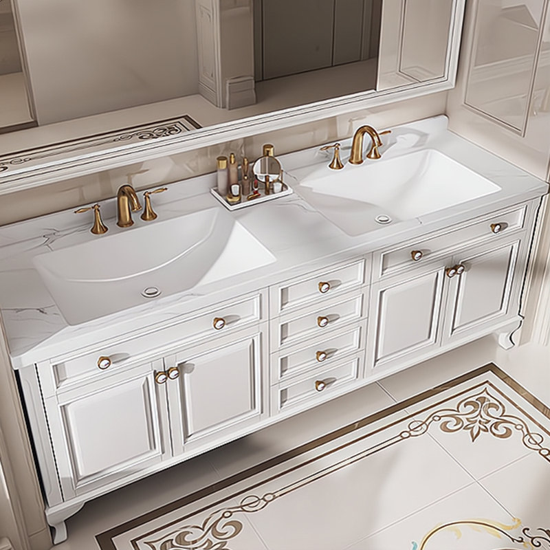 American-style villa luxury bathroom Vanity, White, 71"