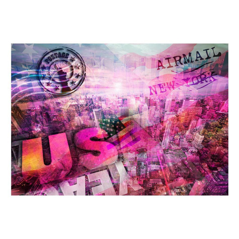 Papier peint US Airmail New York, L 4,58 pi x l 6,5 pi, Rose