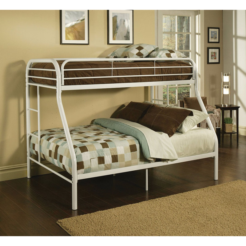 Kuehl Bunk Bed with Built-in Ladder, White, Extra-Long Twin over Queen