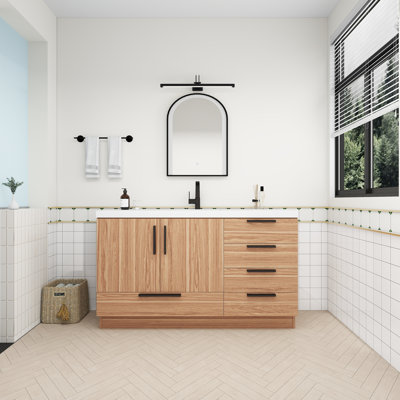 Meuble-lavabo autoportant avec tiroirs à droite Carla