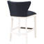 Similicuir bleu foncé, bois blanc, tabouret de comptoir, siège à ressorts à arc, garniture cloutée à la main en laiton antique, dimensions de l'assise, dossier profilé, bois massif, dossier