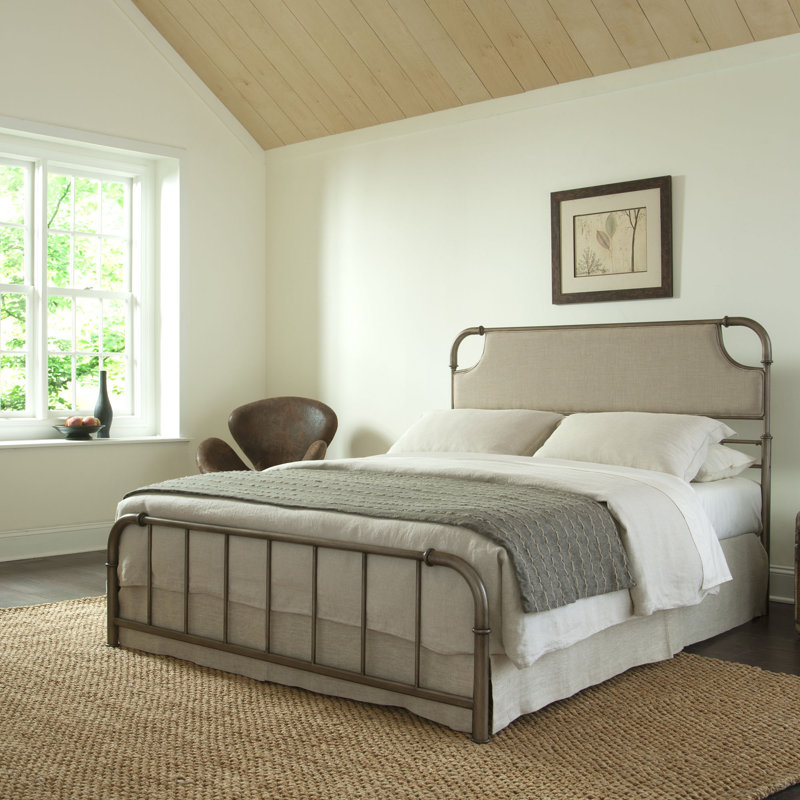 Mize Upholstered Metal Sleigh Bed, Queen