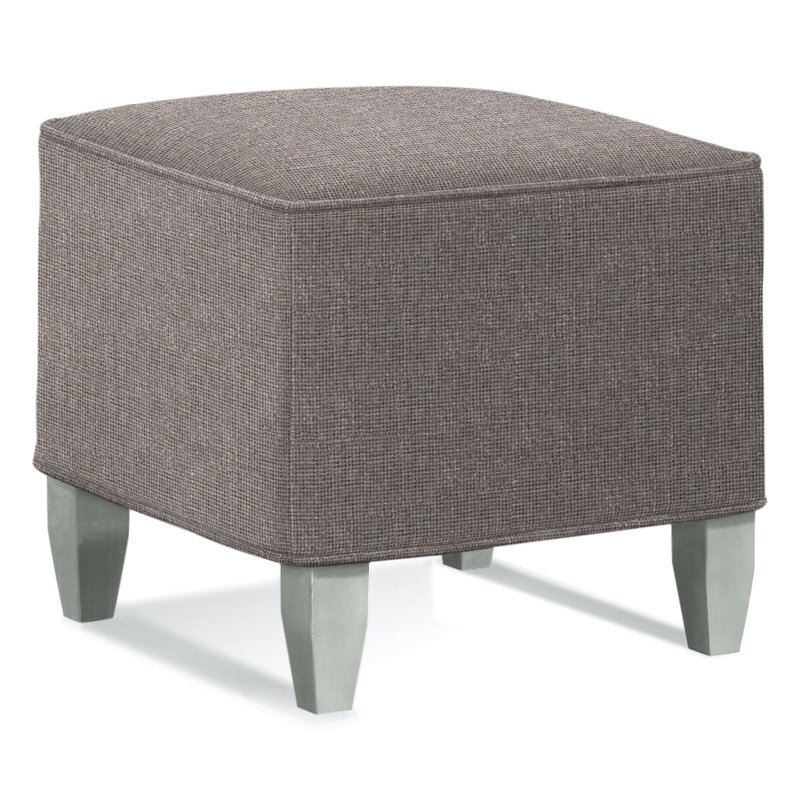 Brooklyn Square Ottoman, Elite Ivory 100% Polyester, Nickel