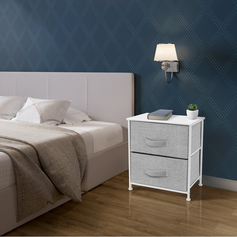 White Industrial Vertical Nursery Nightstand with Extra Deep Drawer