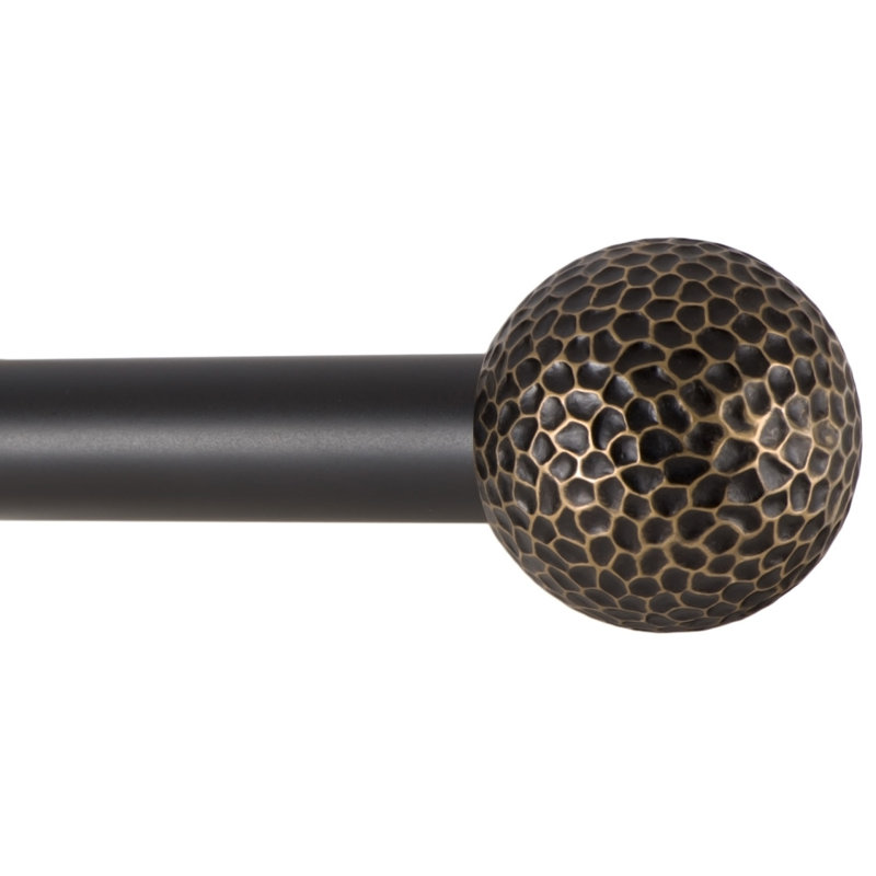  Tringle à rideaux décorative pour fenêtre - forme de boule martelée, tringle de 1 pouce, 28 à 48 pouces, noir antique