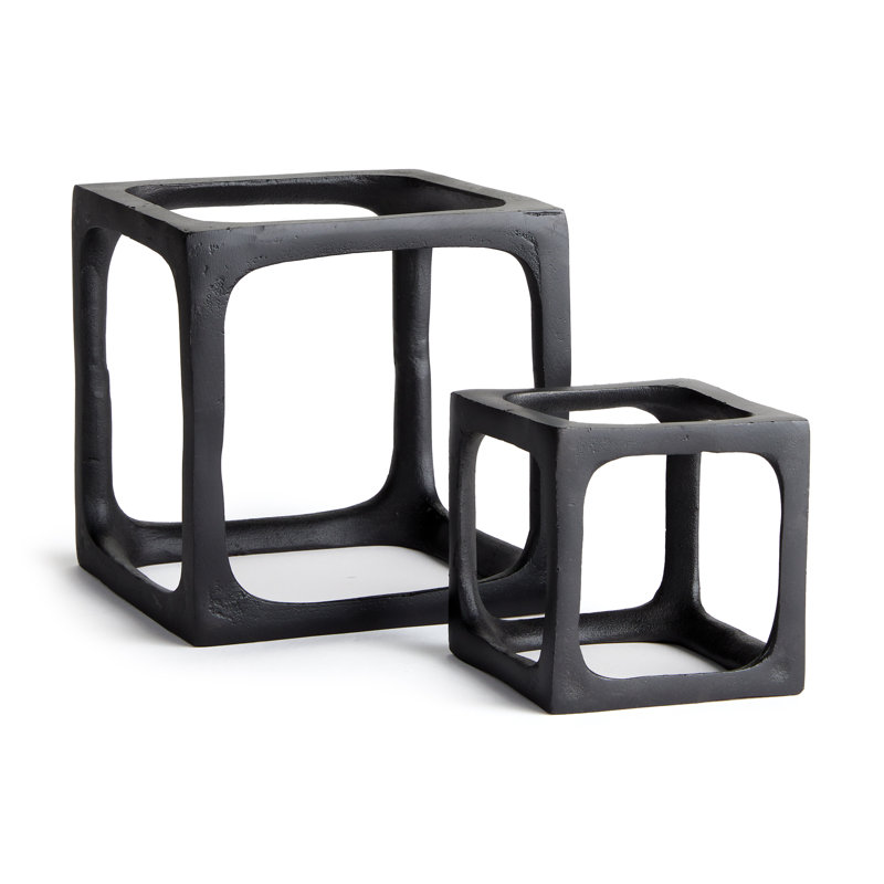 Set of 2 Cubist Sculptures, Black