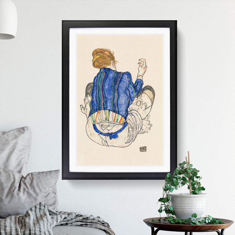 Seated Woman Vol.2 by Egon Schiele - Picture Frame Painting, Black Framed, 65cm H x 48cm W x 2cm D