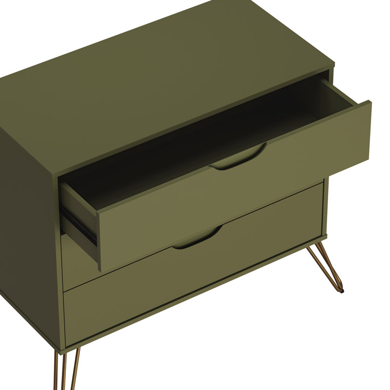 Commode anglaise 3 tiroirs Mid-Century Rockefeller, Vert olive