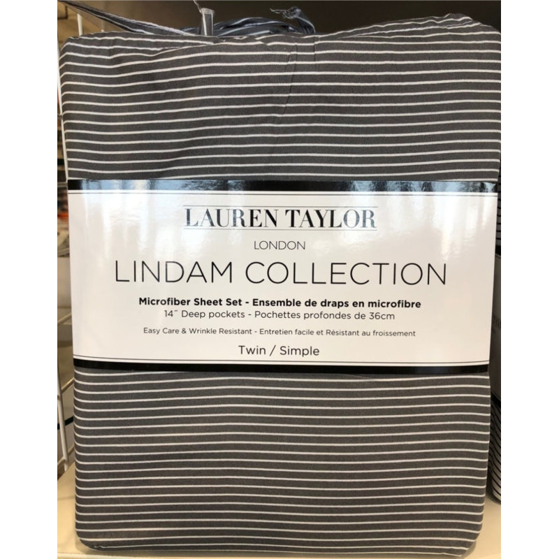 Microfiber Striped Sheet Set, Gray Stripe, King Sheet Set + Fitted Sheet + 2 Pillowcases