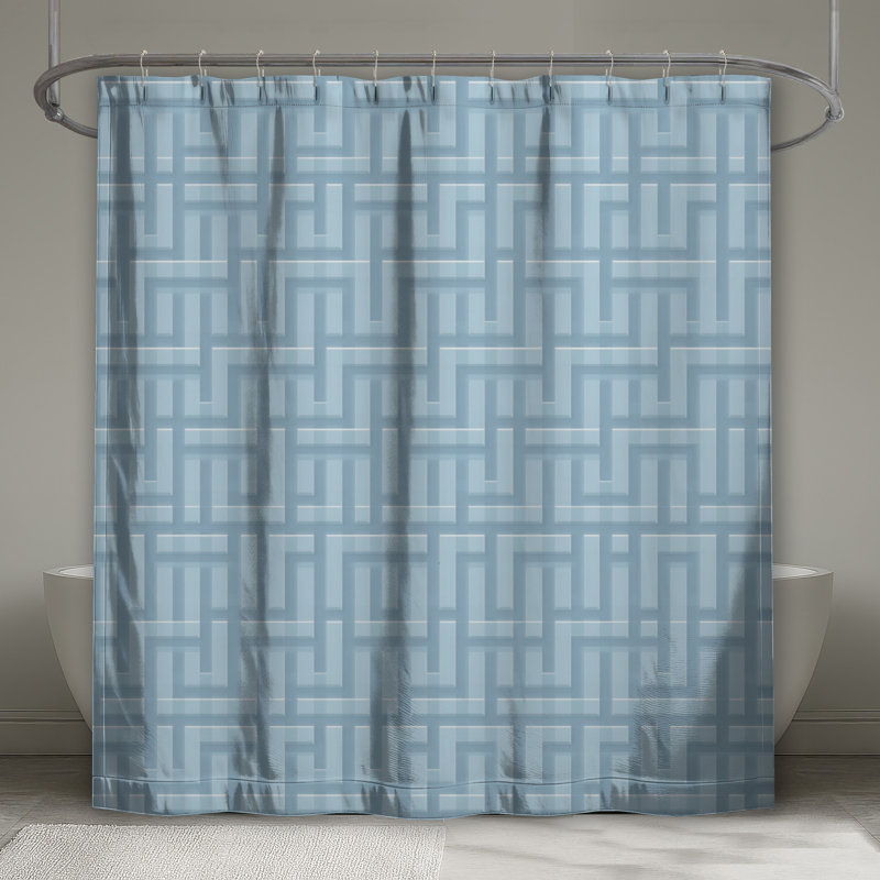 Blue Maze Pattern Shower Curtains Extra Long, 70in W x 72in H