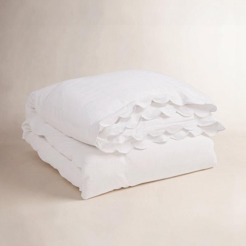 Couette en lin Kelly, Housse de couette pour grand lit, Blanc / Blanc