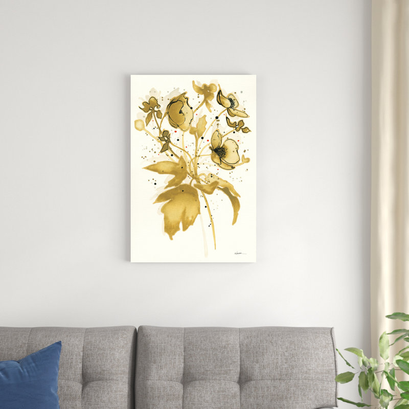 «Celebration D Or II» par Shirley Novak - peinture sur toile tendue, H 30 po x l 20 po