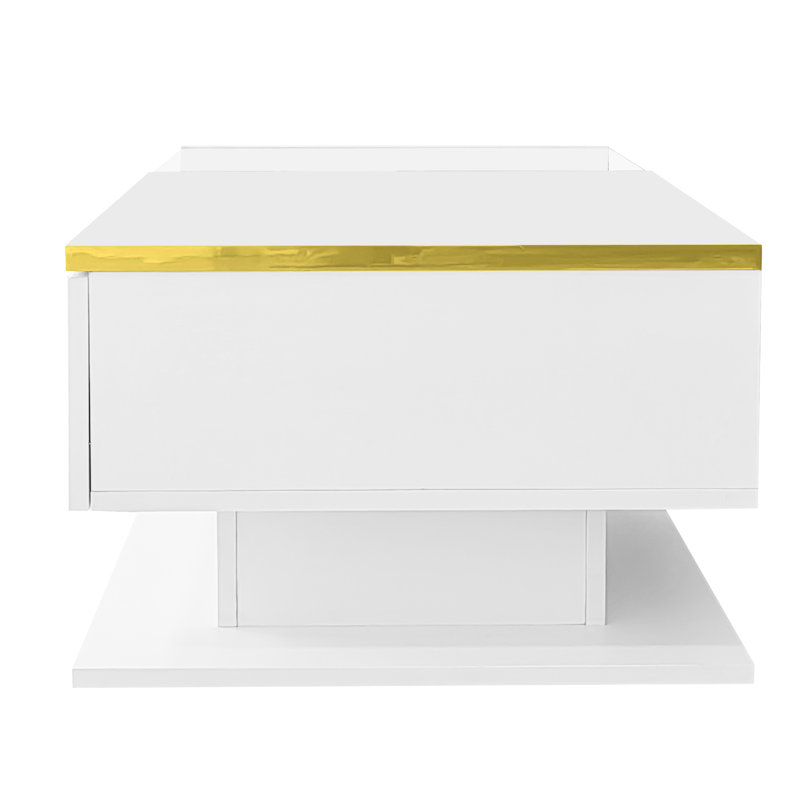 Solid Coffee Table with Storage, White