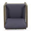 Fauteuil club en bois pour l'extérieur avec coussins d'eau gris foncé et temple