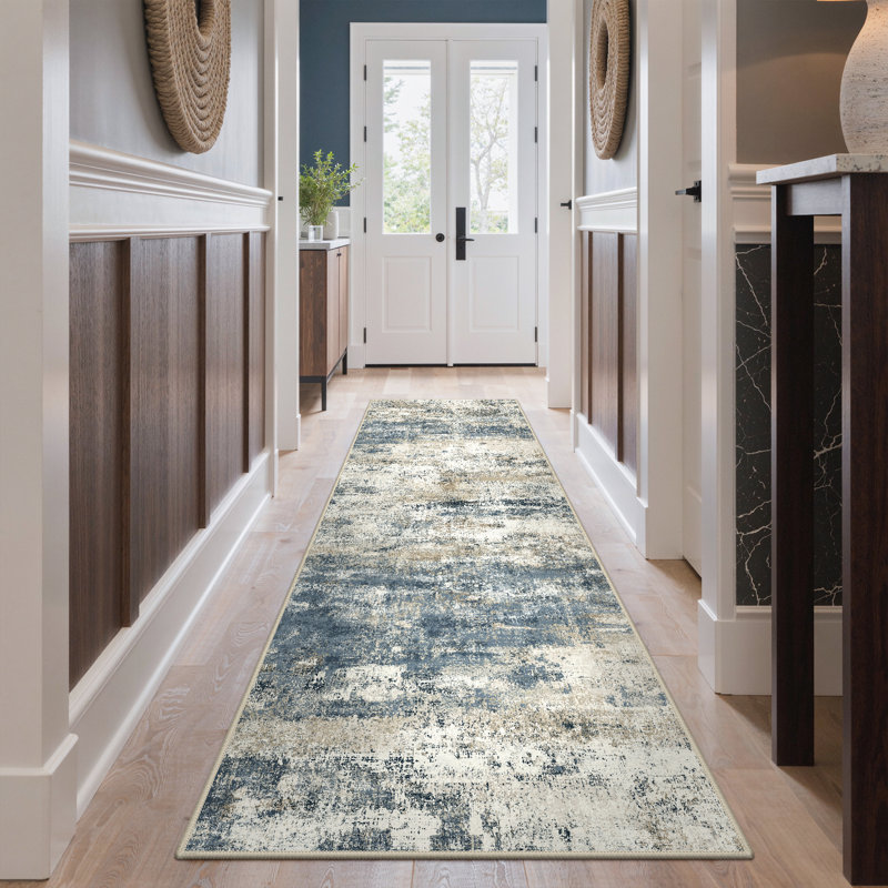 Tapis bleu / beige Pavelina, Blue/Beige, Runner 2' x 10'