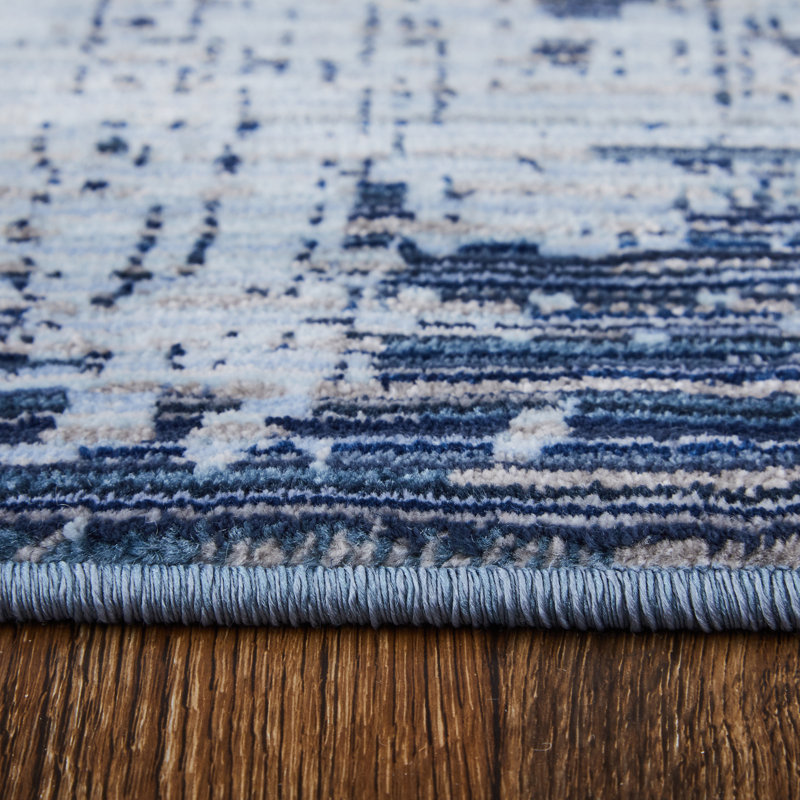 Tapis bleu / noir Maxin, Rectangle 7 pi 10 po x 10 pi 3 po