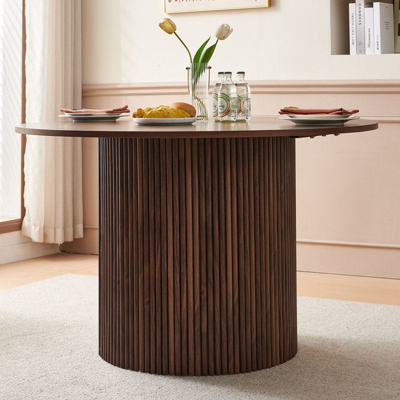 Ensemble de table rustique pour 4 personnes, ensemble de 4 chaises de table de cuisine avec table ronde de 47 pouces, Noir