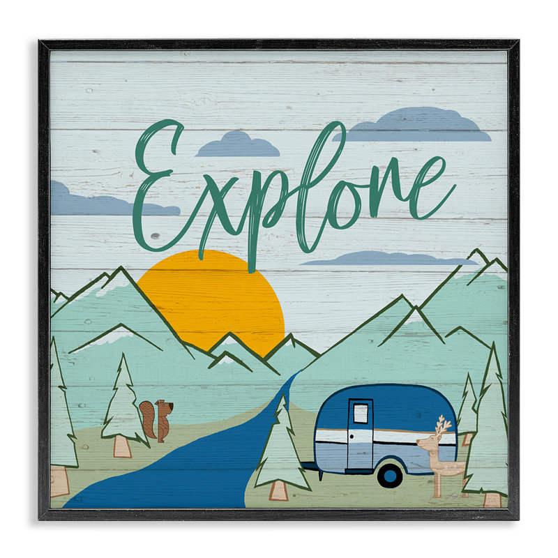 Explorez l'aventure rustique, estampe numérique par Hugo Edwins, H 24 po x l 24 po, Cadre noir