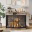 Meuble-cage en bois brun et noir de 44 po avec tiroirs, compartiment de rangement ouvert et portes doubles verrouillables, chenil de table de bout robuste pour petits et grands chiens