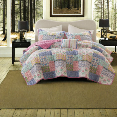 Reversible 4-piece Bedding Sets, Lightweight Polyester, Patchwork Design, Full/queen Size