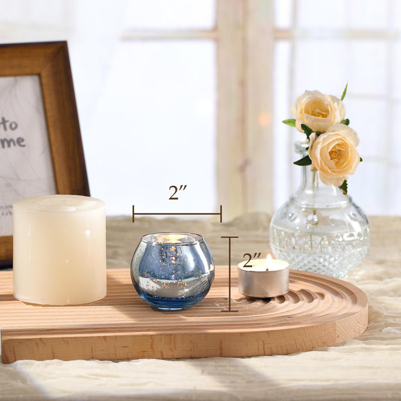 Blue Mercury Glass Votive Candle Holders Set of 24