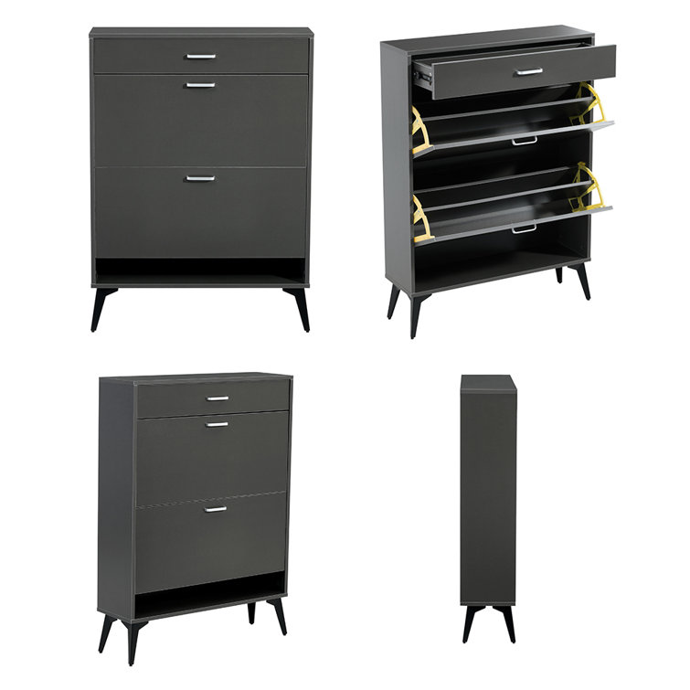 Modern Shoe Cabinet with 2 Flip Drawers & 1 Slide Drawer, Modern Free  Standing Shoe Rack Shoe Storage Cabinet - Bed Bath & Beyond - 38428968