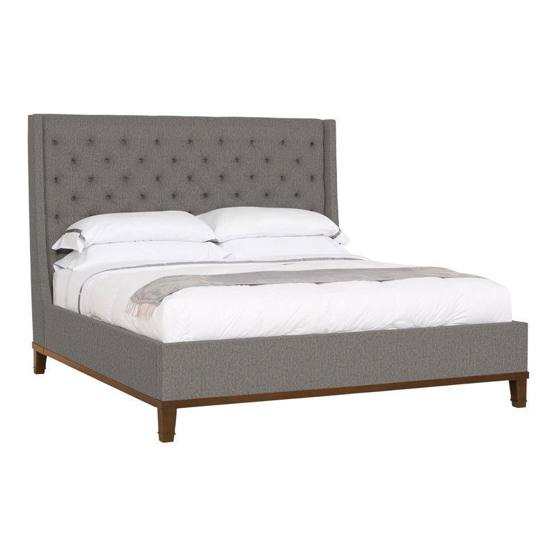 Michael Weiss Upholstered Wingback Bed, Casa Blanca, Tuck Graphite