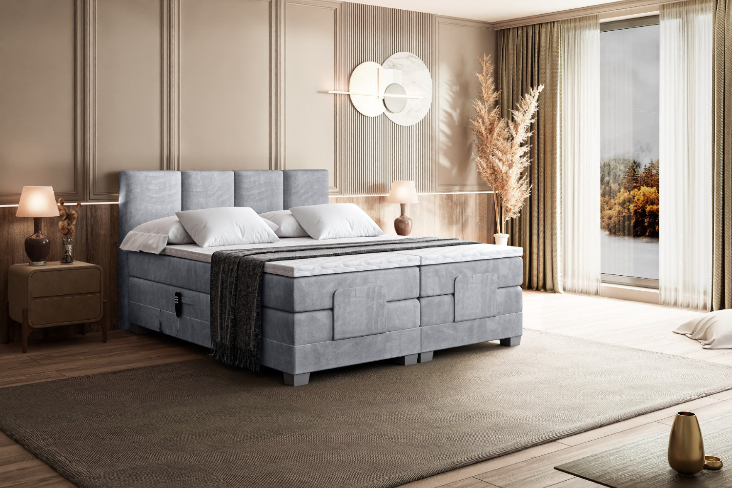 Brayden Studio Box spring bed with bed box and topper | Wayfair.co.uk