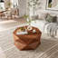 Table basse 36,61 po style rétro Polygon, table basse cylindrique en placage de bois massif-793720850
