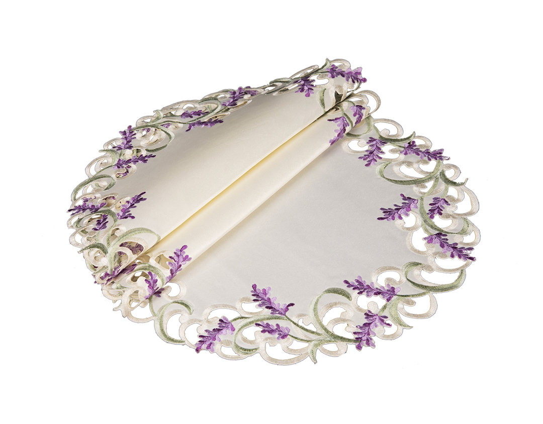 Brunon Polyester Embroidered Round Placemat (Set of 4) One Allium Way®