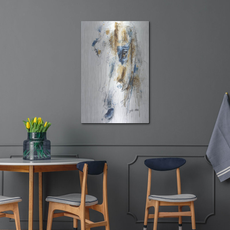 Art mural en métal de luxe «Expression 30» par Benedicte Gele, 24 po x 36 po